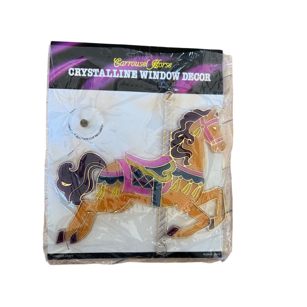 Vintage JSNY Carousel Horse Crystalline Window Decor Suncatcher New in Pack